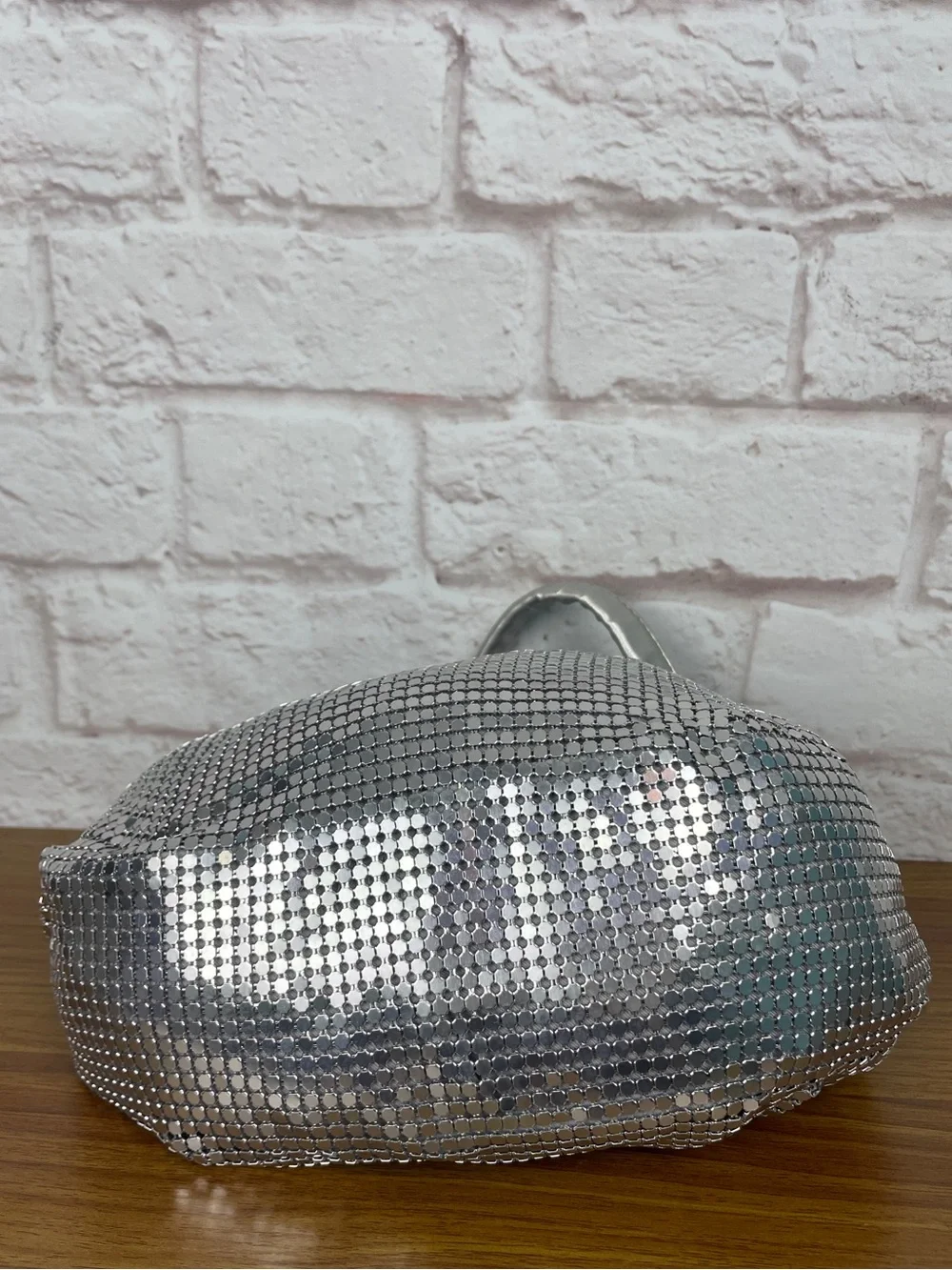 Silver Metallic Sequin Disco ball Sparkle Y2K Hobo Shoulder Clubbing Bag